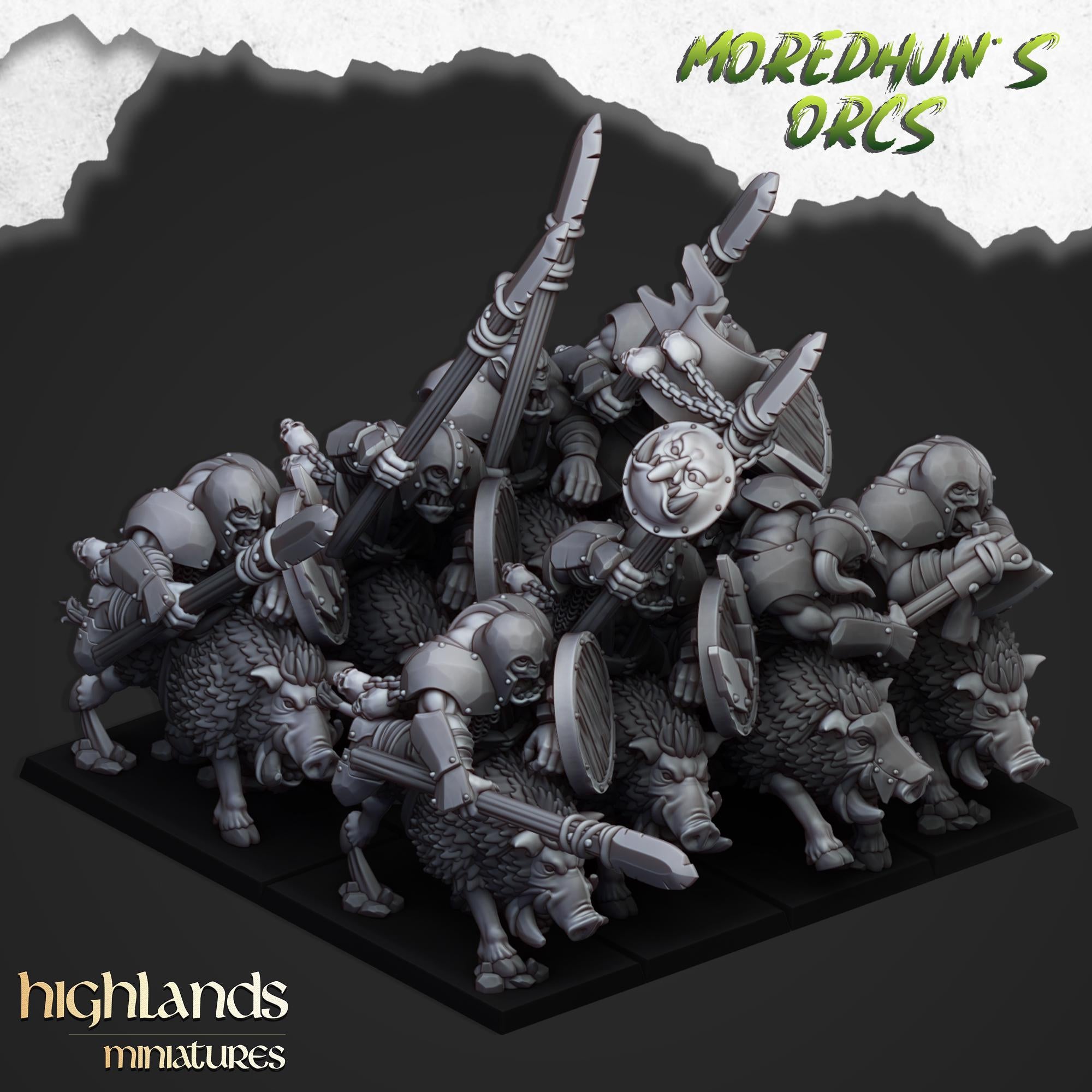 Mounted Orcs with spears miniature - in 12K- by Highlands Miniatures