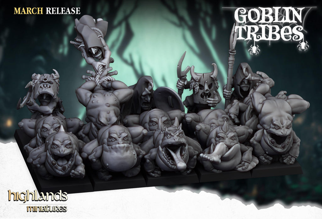 Swamp Goblins Herd miniatures - 15 models - in 12K - by Highlands Miniatures