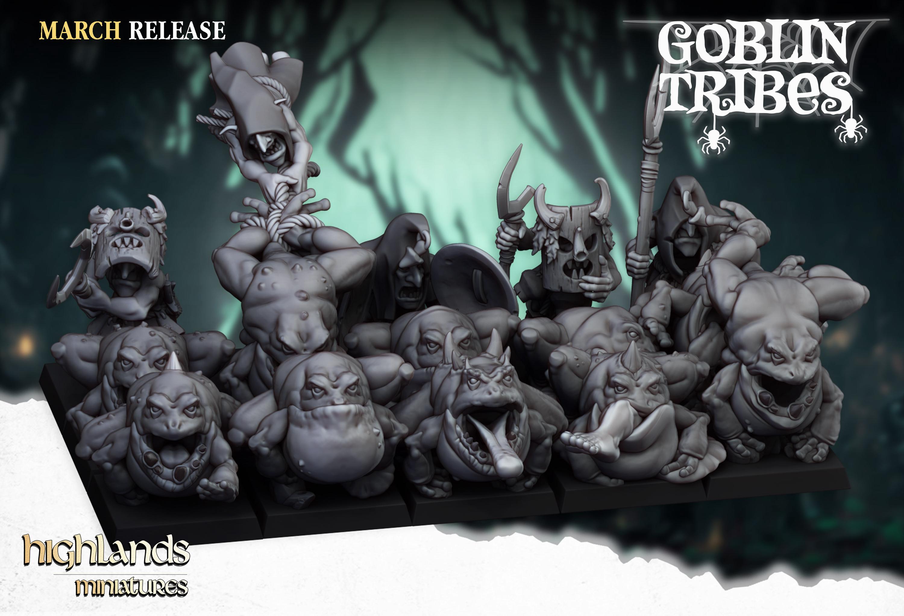 Swamp Goblins Herd miniatures - 15 models - in 12K - by Highlands Miniatures