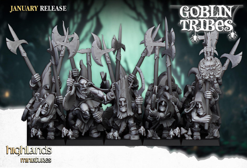 Swamp Goblin with Pikes miniature - in 12K - by Highlands Miniatures