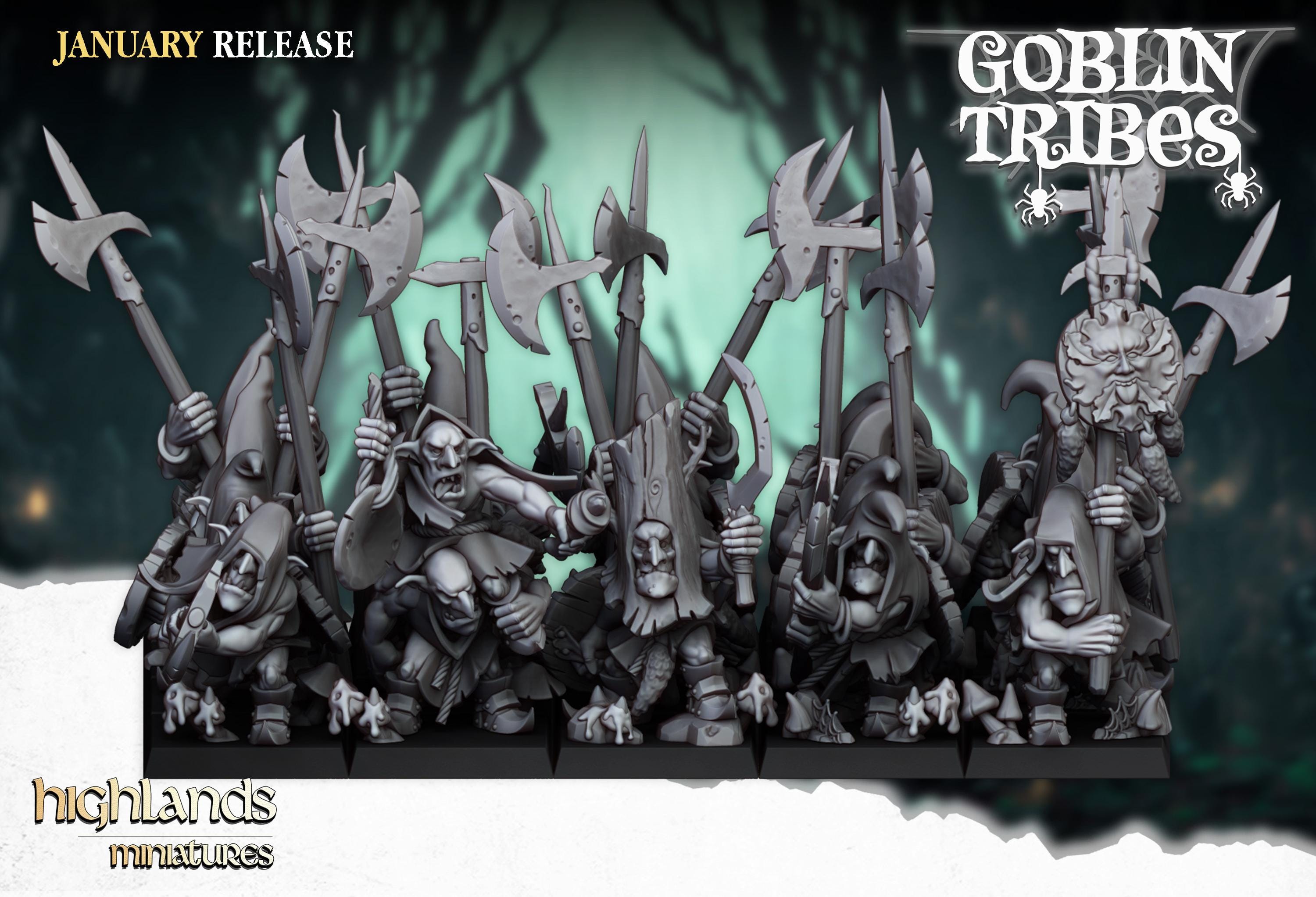 Swamp Goblin with Pikes miniature - in 12K - by Highlands Miniatures
