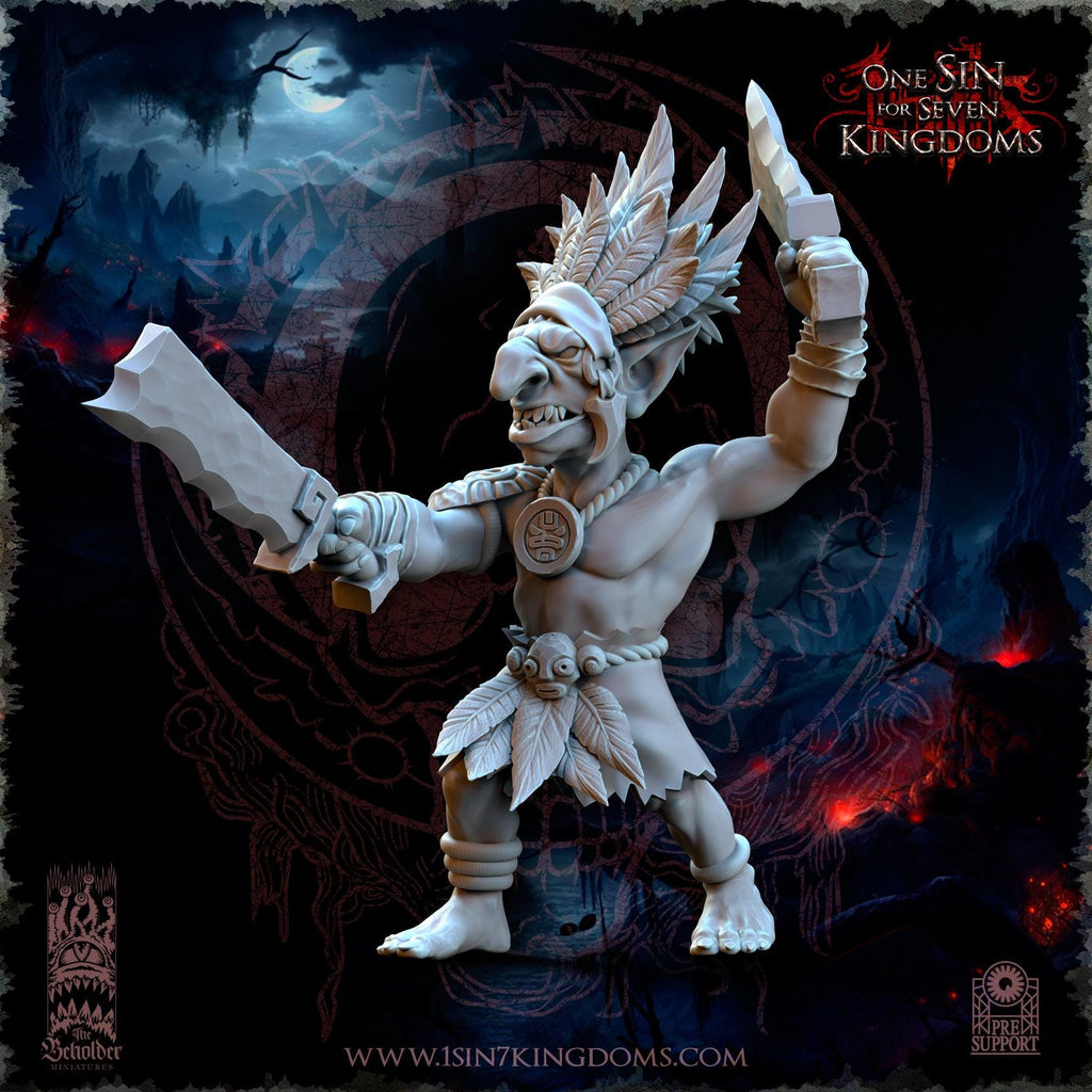 The Black Horde Goblins Jungle Warriors Command Group - 12k by The Beholder Miniatures