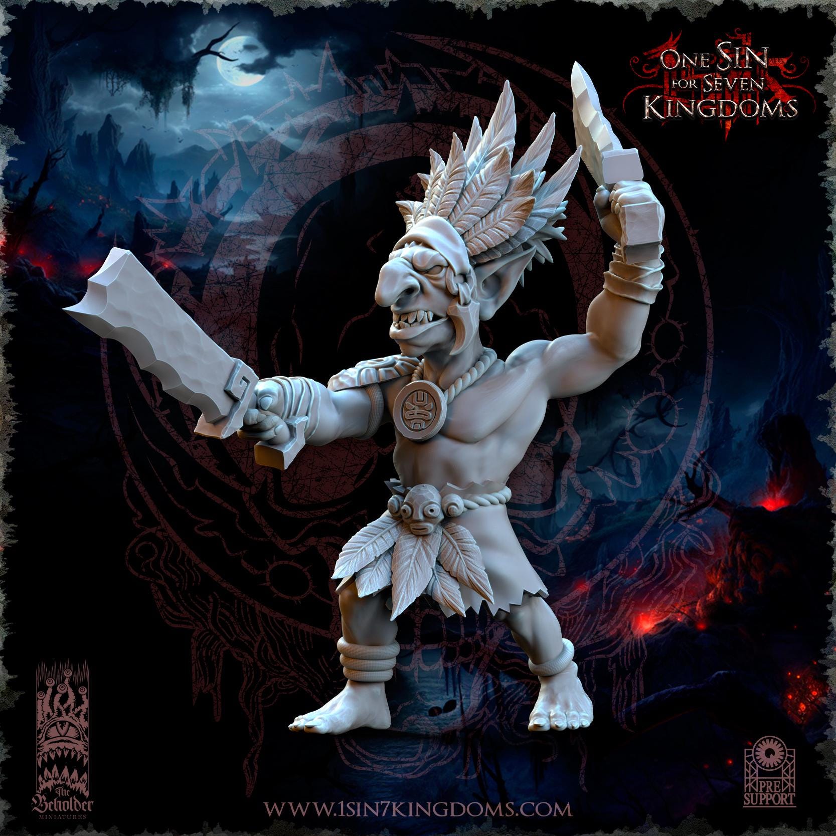 The Black Horde Goblins Jungle Warriors Command Group - 12k by The Beholder Miniatures