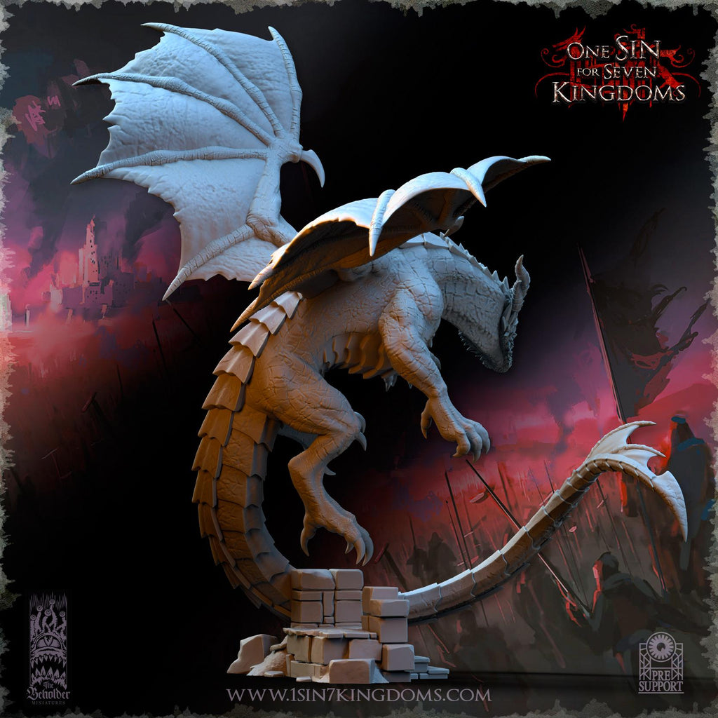 Wuthang, the Wasteland Dragonminiature - in 12K - by The Beholder Miniatures