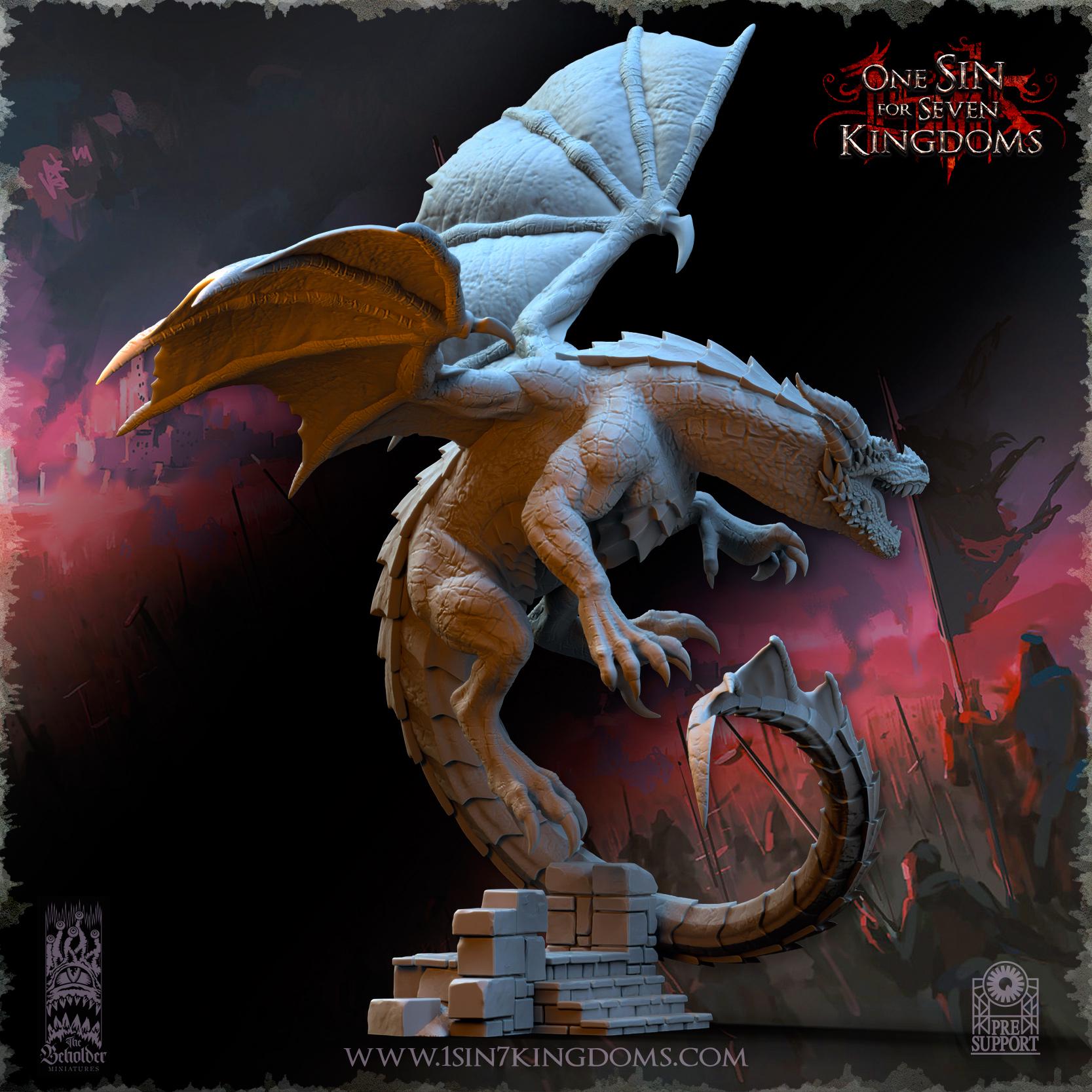 Wuthang, the Wasteland Dragonminiature - in 12K - by The Beholder Miniatures