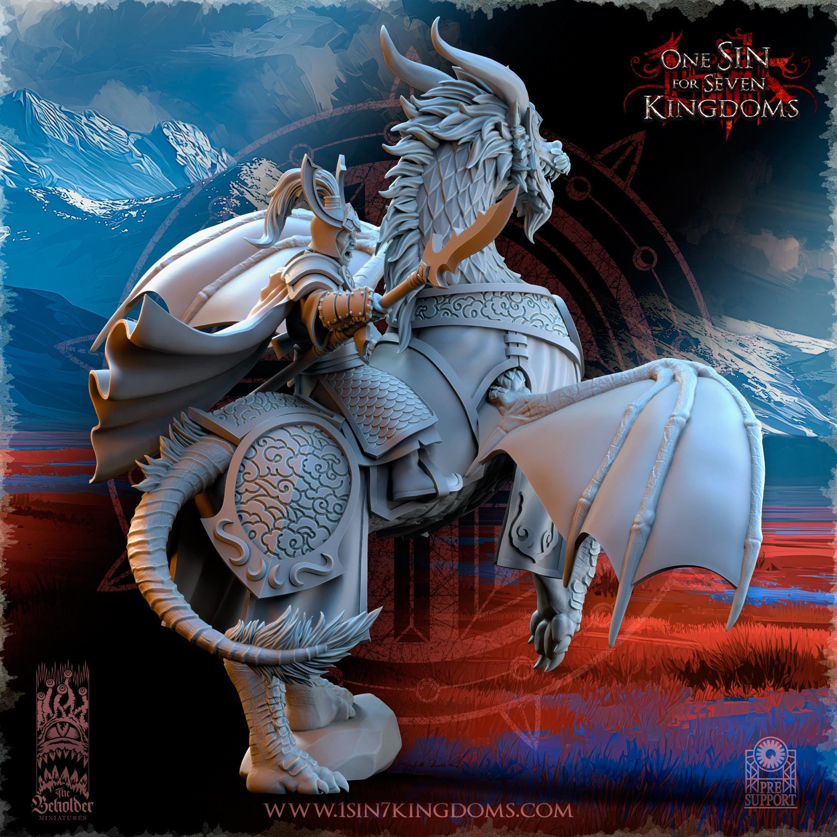 Hayoran, Warlord on Imperial Dragon Horse - 12k by The Beholder Miniatures