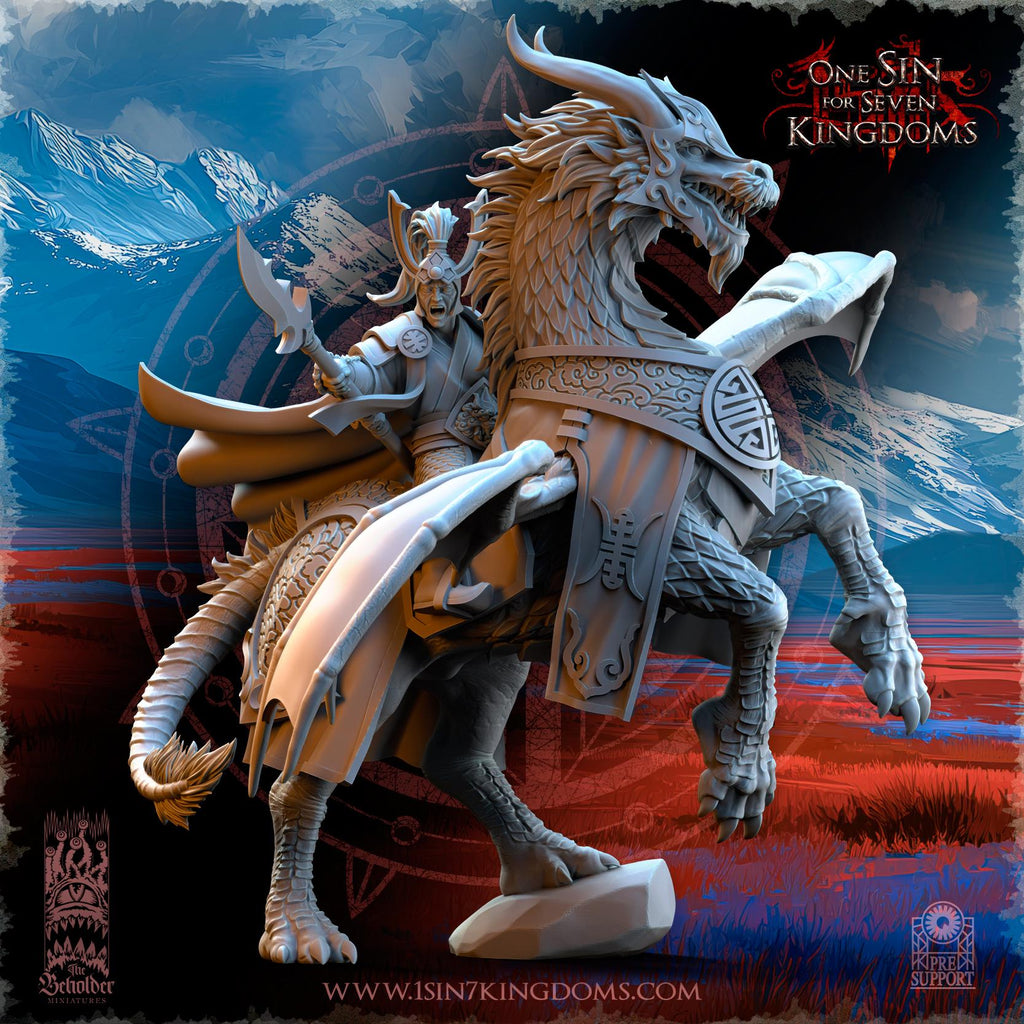Hayoran, Warlord on Imperial Dragon Horse - 12k by The Beholder Miniatures