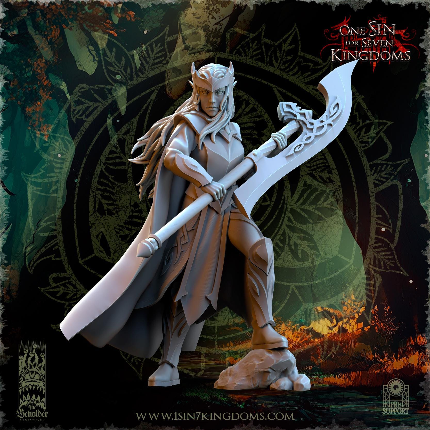 Evergreen Elves Glade Avengers Command Group - in 12k- by The Beholder Miniatures