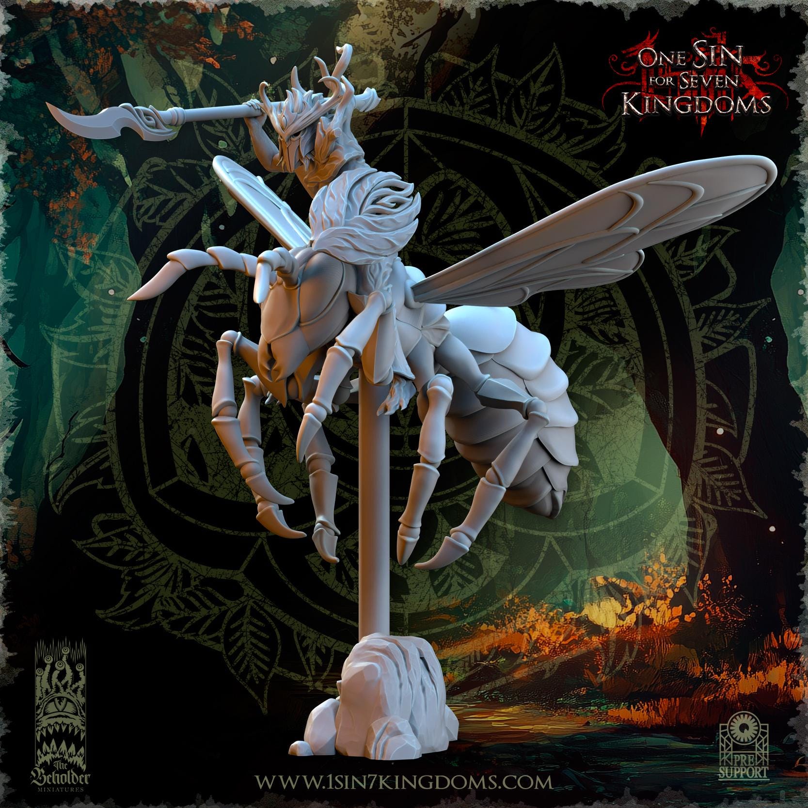 Evergreen Elves Spirits of the Forest Riders with Lance - in 12k- by The Beholder Miniatures