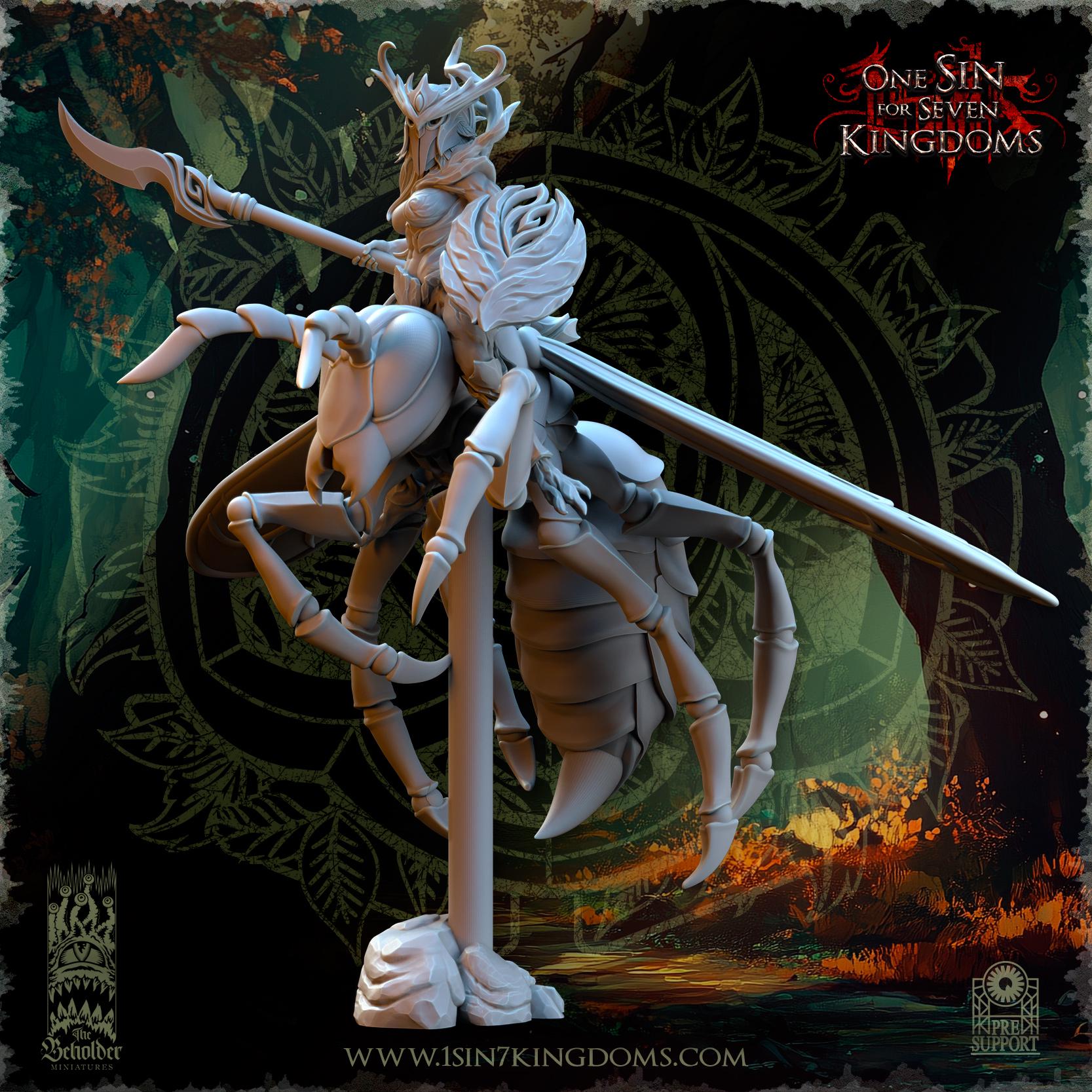Evergreen Elves Spirits of the Forest Riders with Lance - in 12k- by The Beholder Miniatures