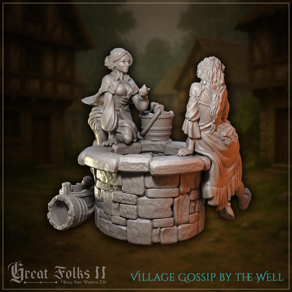 Village Gossip by the Well - in 12k - by Great Grimoire