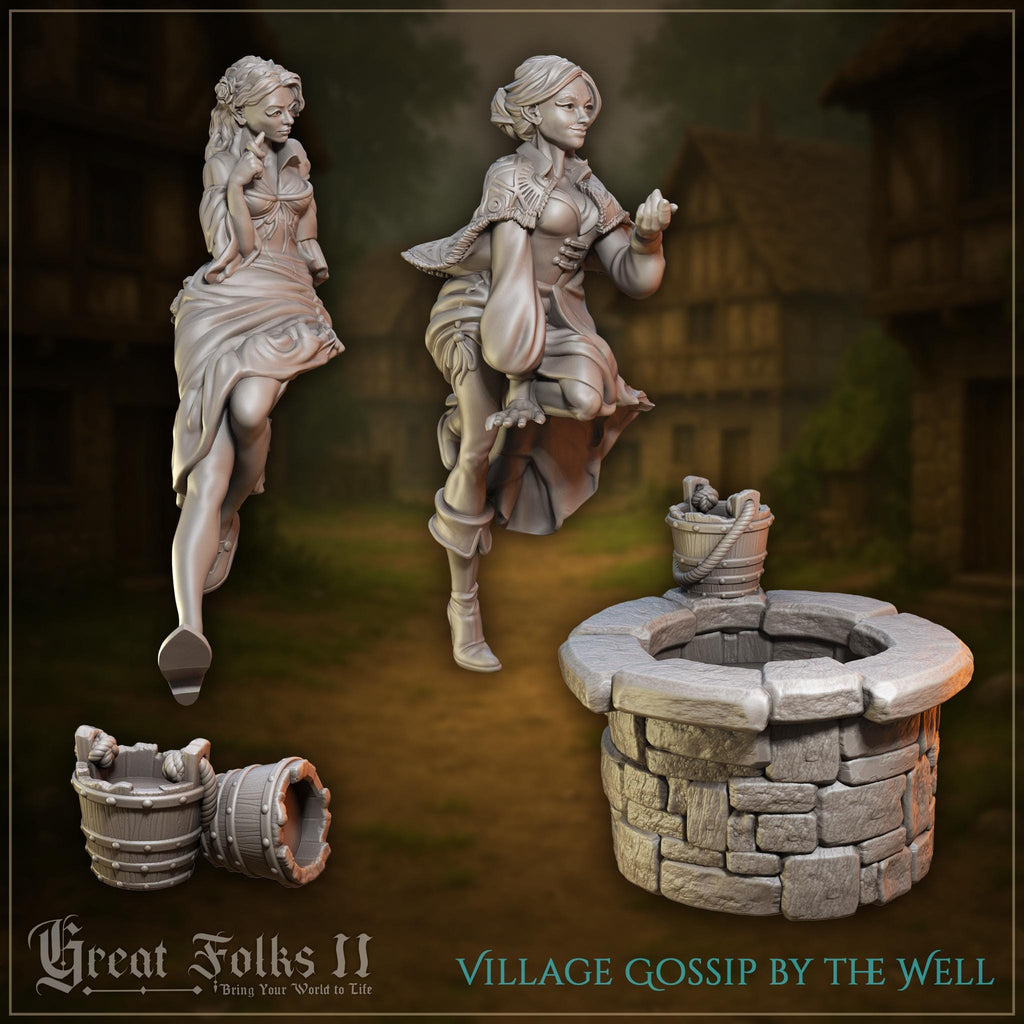 Village Gossip by the Well - in 12k - by Great Grimoire