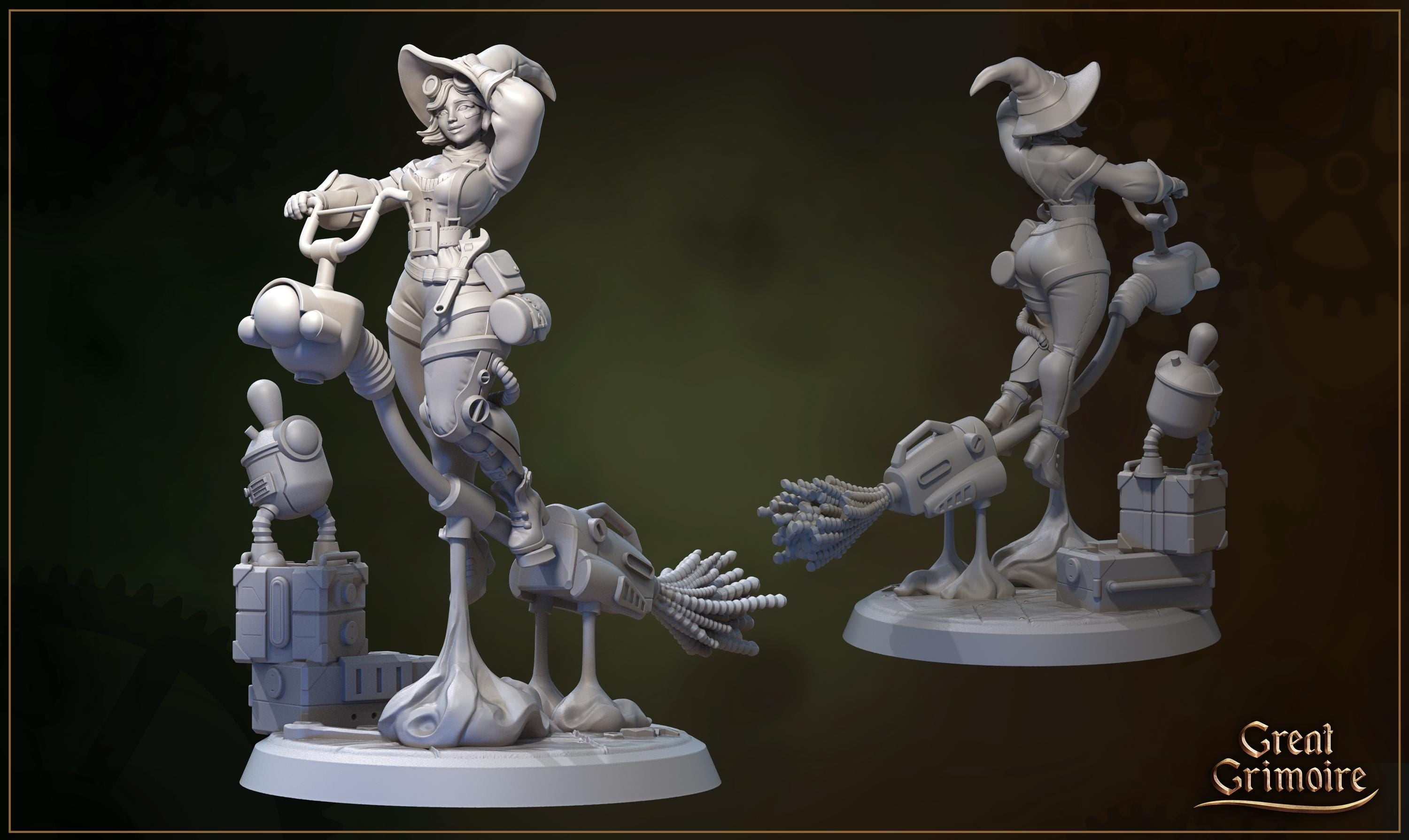 Ginger Technopagan Miniature, Grimoire 12k Resin Model