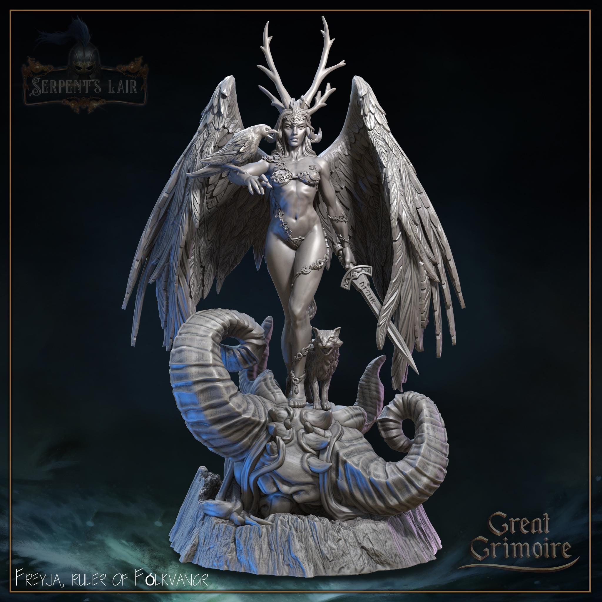 Freyja Ruler of Fólkvangr Miniature, Grimoire Resin Model