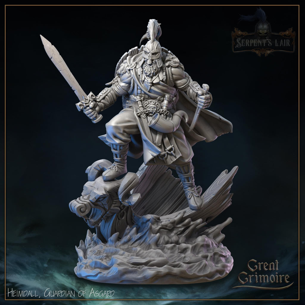 Heimdall Guardian of Asgard Miniature, Grimoire 12K Resin Print