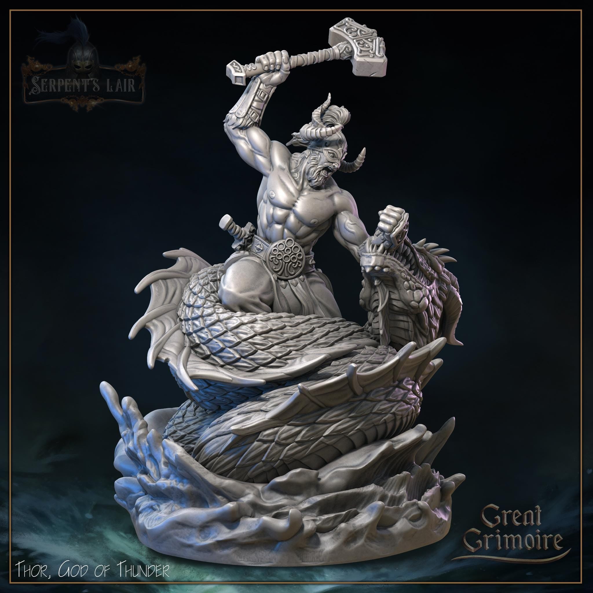 Grimoire Thor God of Thunder Miniature, 12K Resin Model