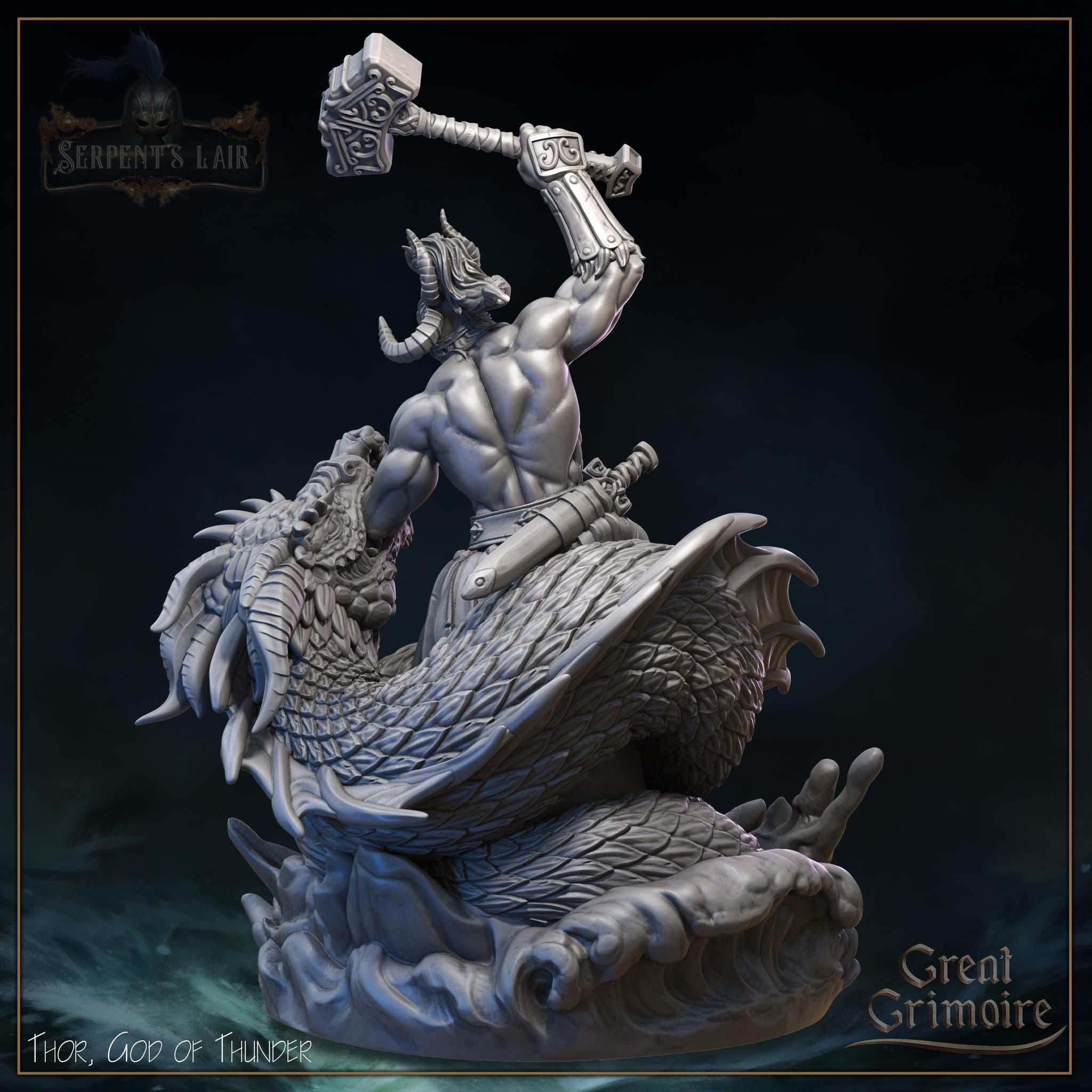 Grimoire Thor God of Thunder Miniature, 12K Resin Model