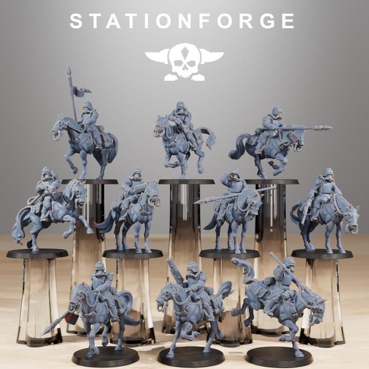 GrimGuard Cavalry 10 models - in 12k - by Station Forge 2 variants