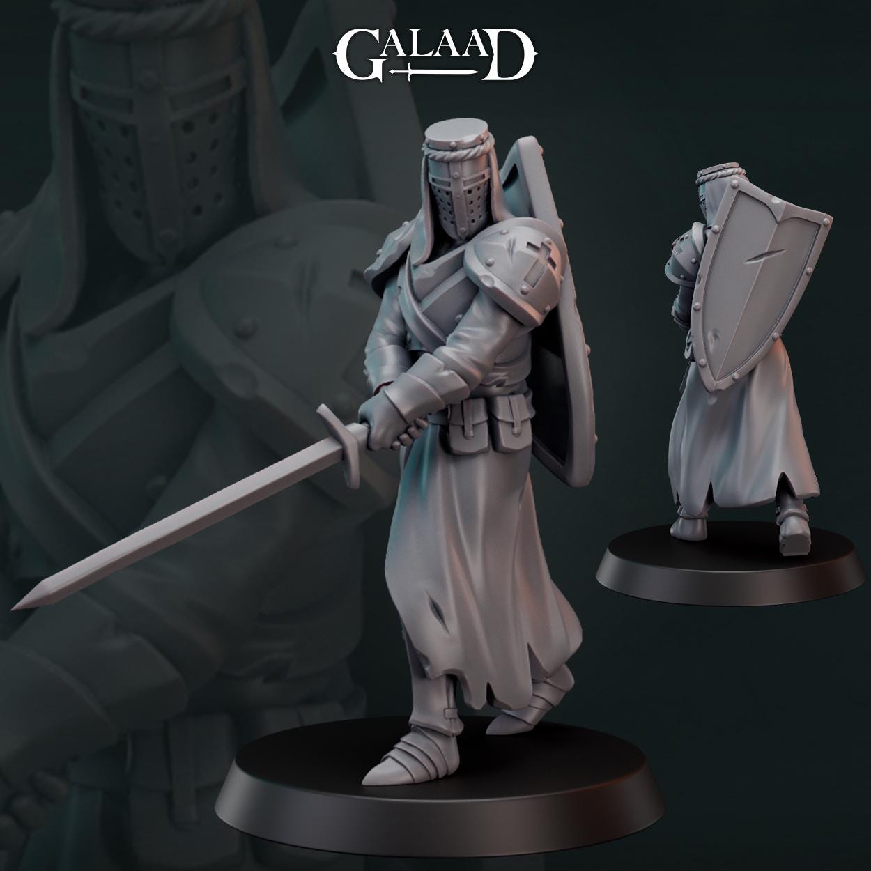 Knights back from war - 7 models - 12k resin - galaad