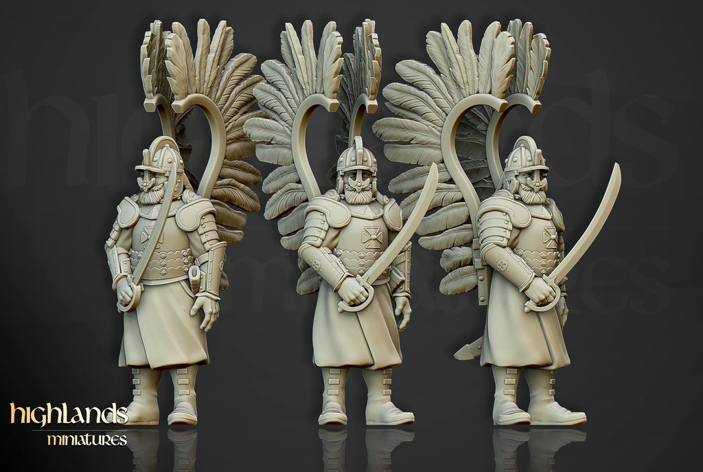 Winged Hussars on foot - 12K Resin Print - Highlands Miniatures