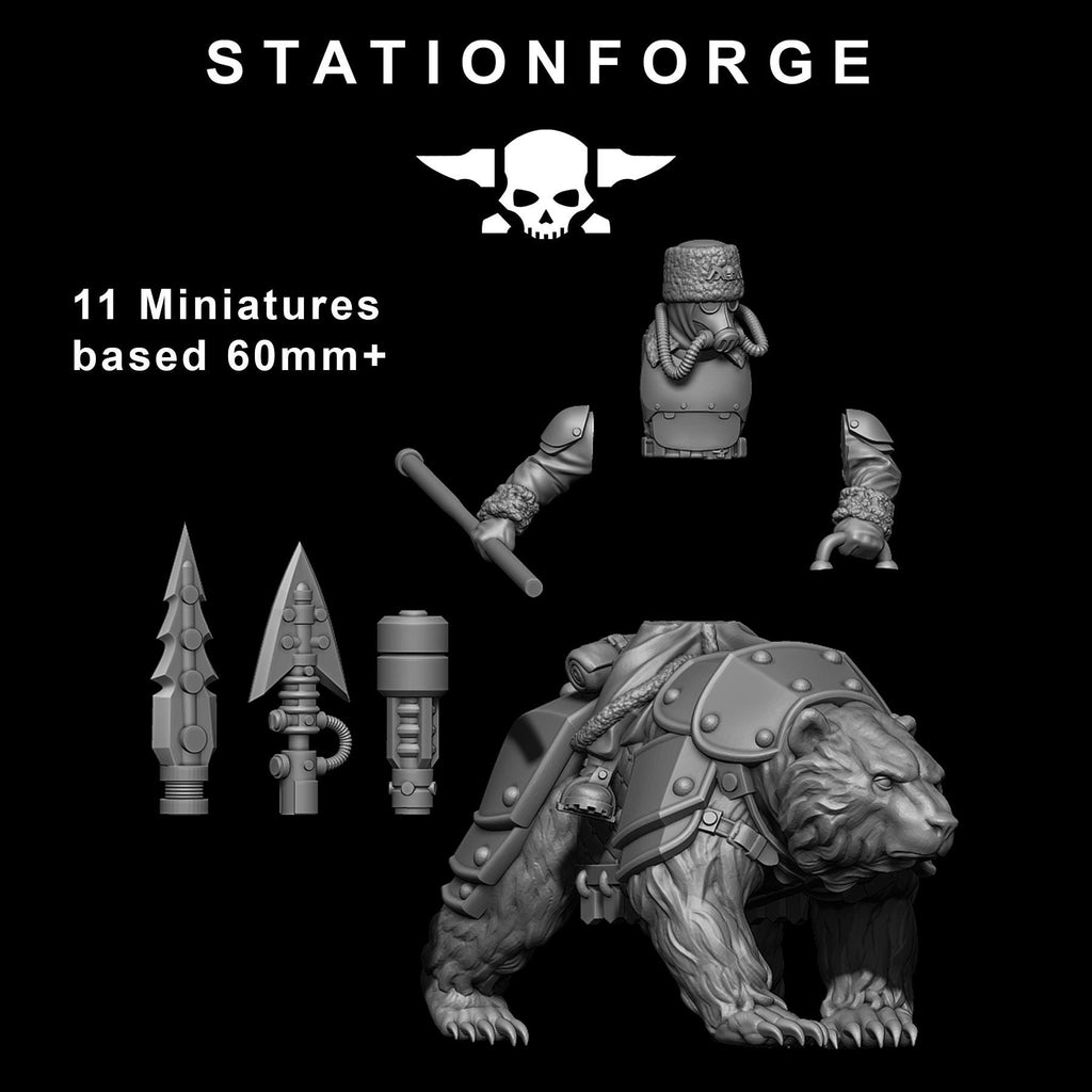 GrimGuard Bear Riders 11 models - in 12k - by Station Forge 2 variants