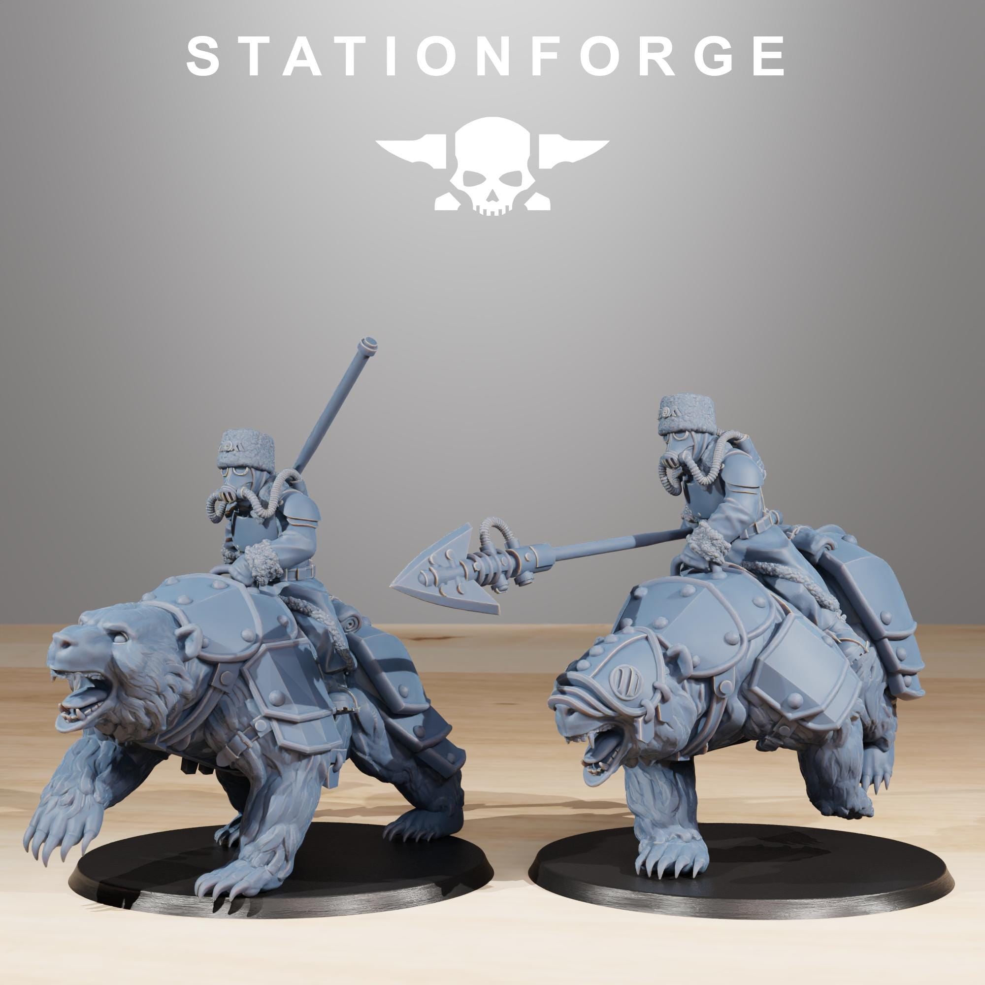 GrimGuard Bear Riders 11 models - in 12k - by Station Forge 2 variants