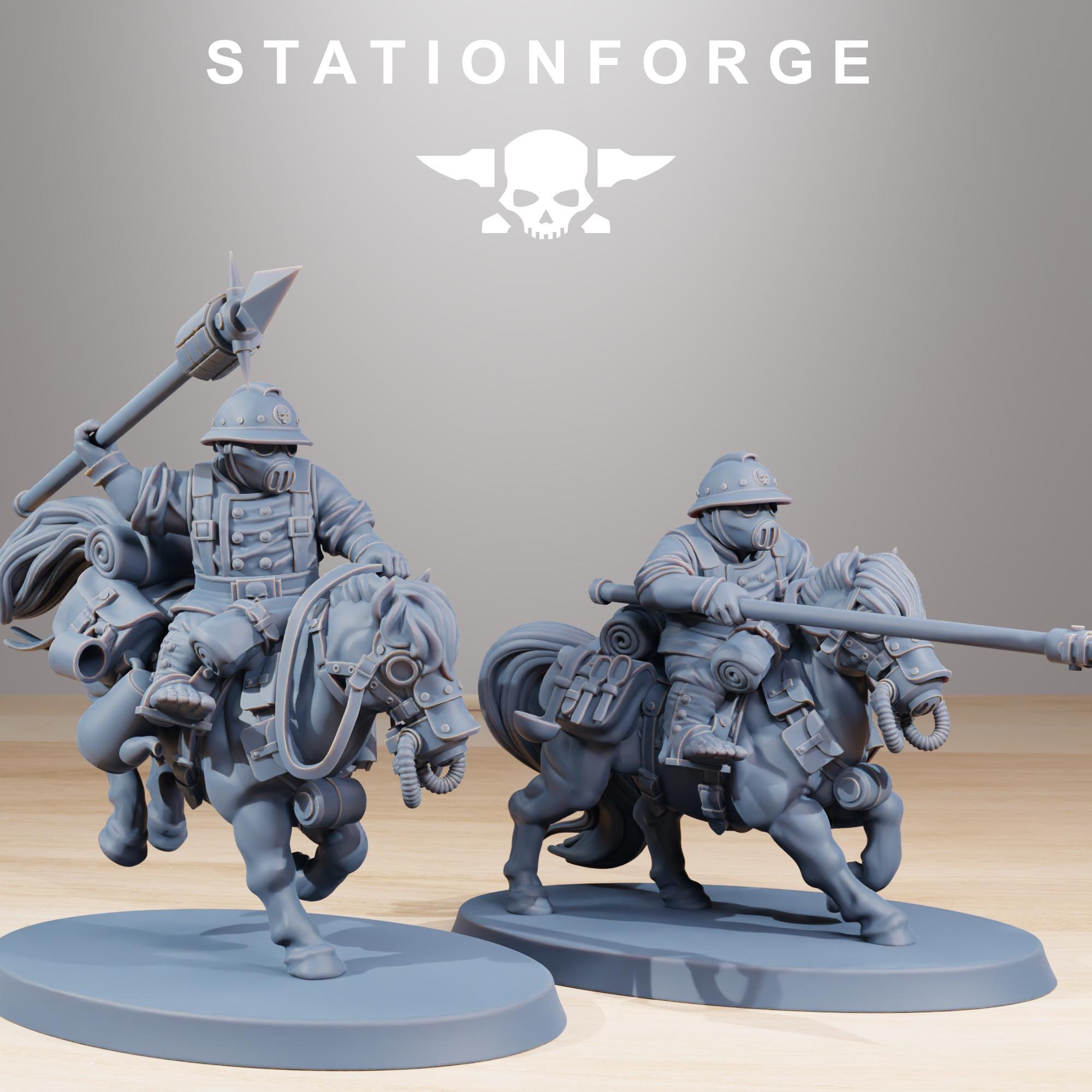 GrimGuard Pony Cavalry 10 models - in 12k - by Station Forge 2 variants