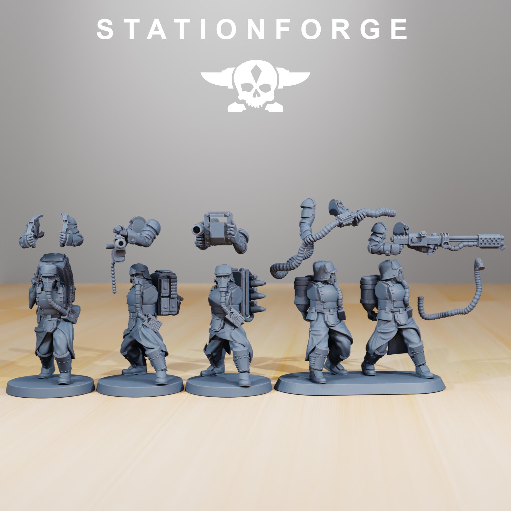 GrimGuard - Armored Squad 5 models - in 12k - by Station Forge