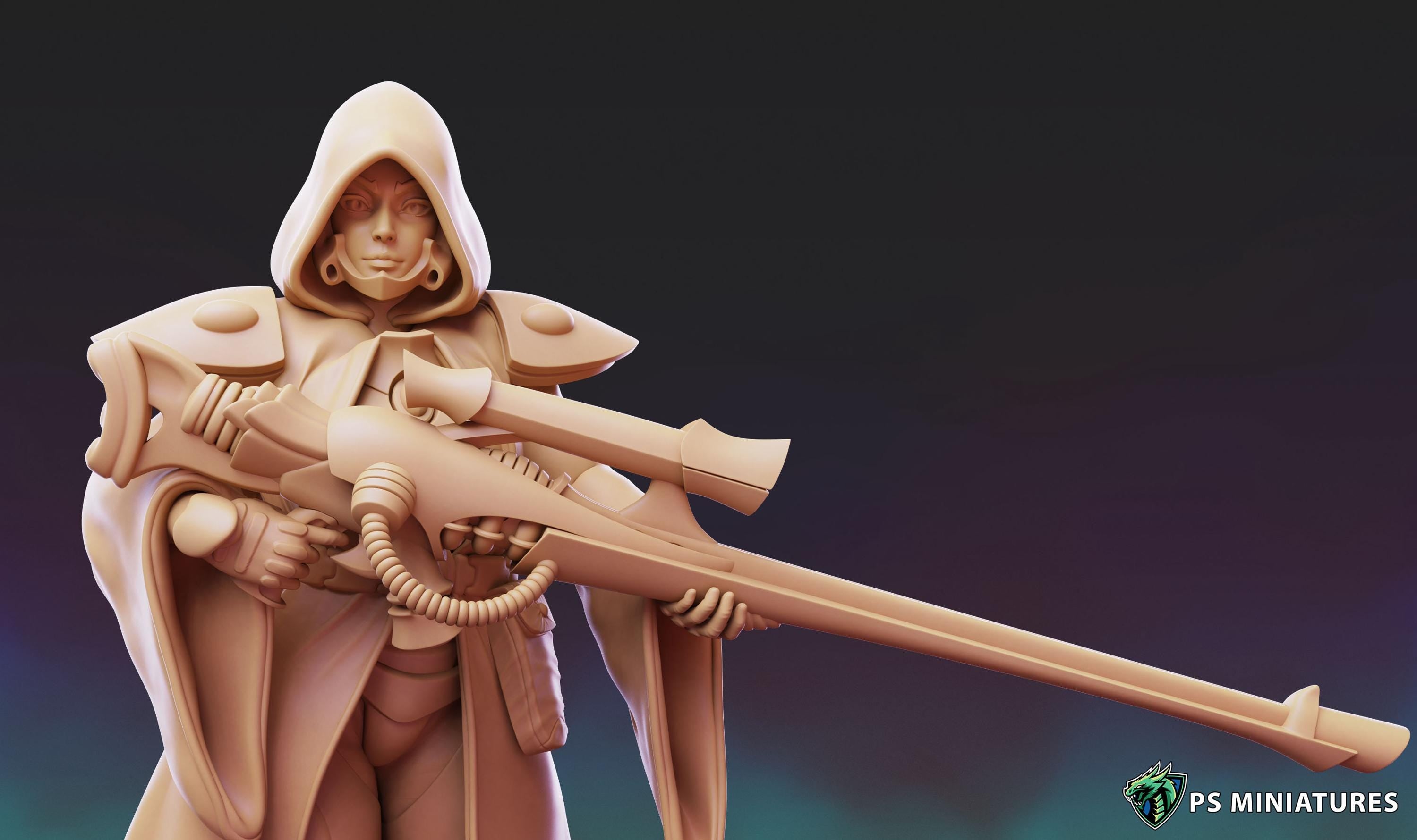 Space Elf Sniper Team - 5 Models - 12k Resolution PSminis