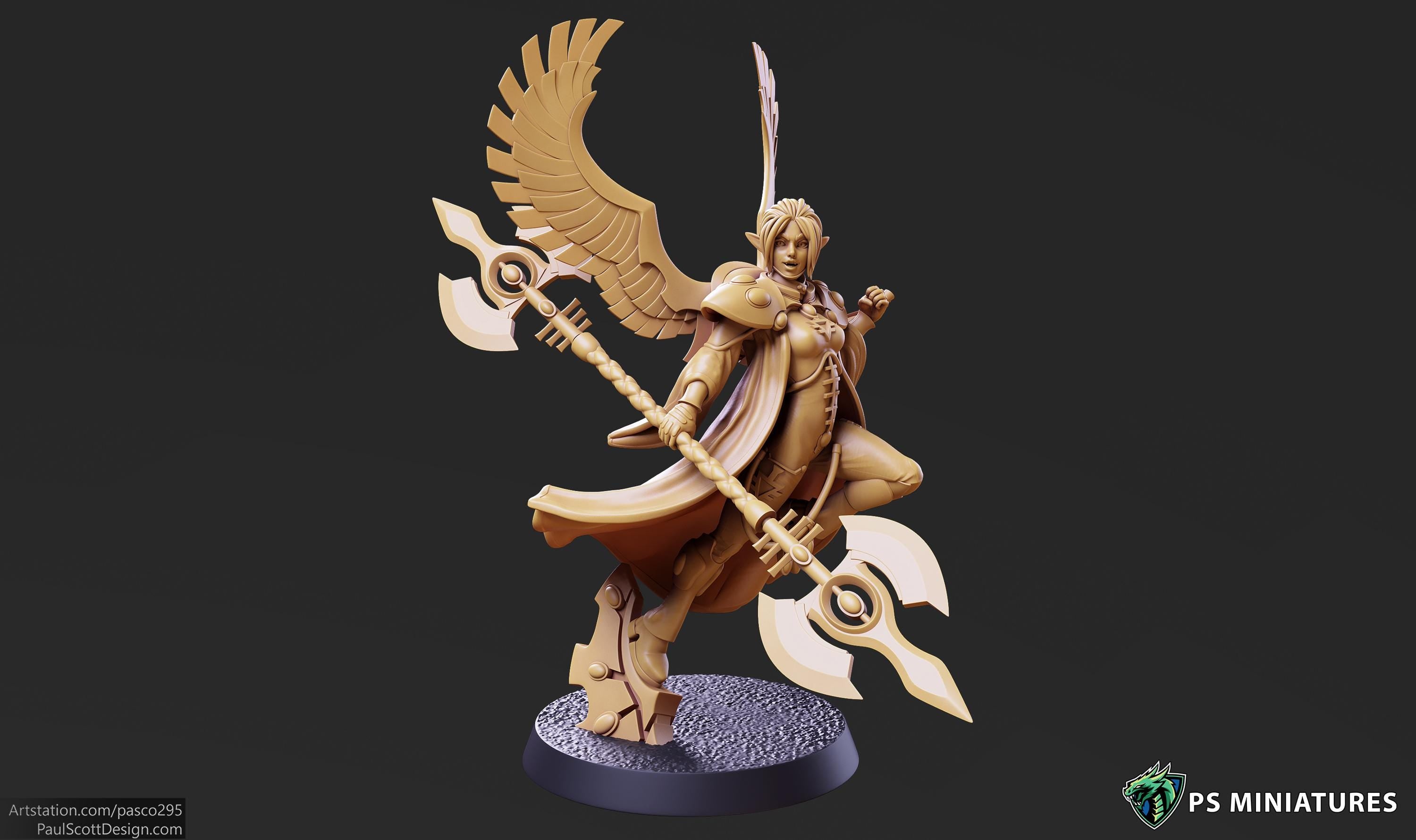 Space Elf Winged Warmancers - 2 Models - 12k Resolution - PSMinis