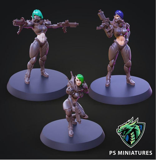 Cyberpunk Mercenaries - 3 Models - 12k Resolution PSminis