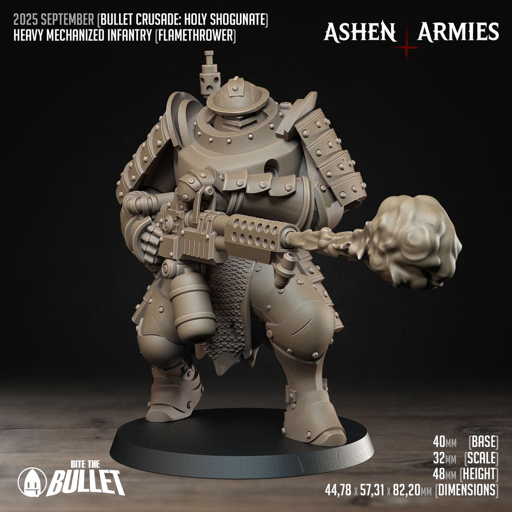 Bullet Crusade | Holy Shogunate - Mechanized Infantry (Flamethrower) - in 12k - by Ashen Armies