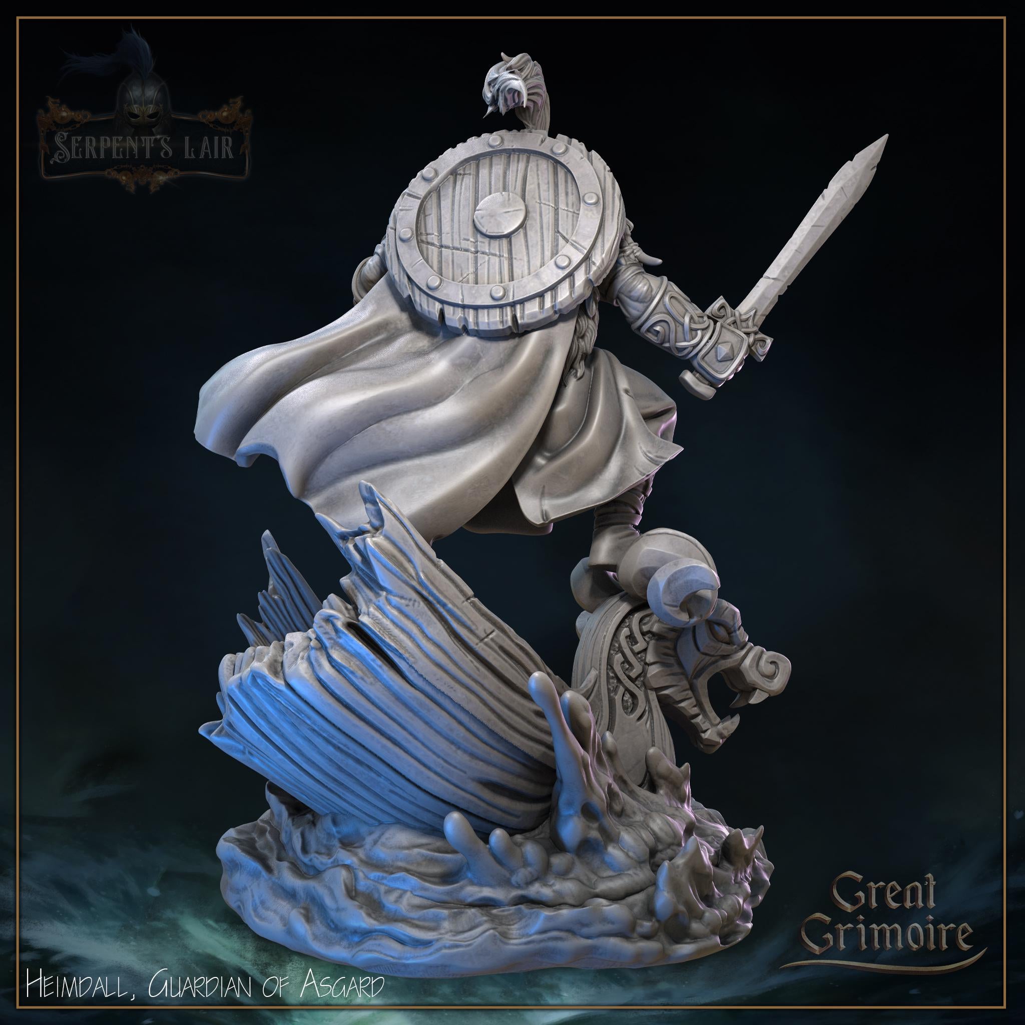 Heimdall Guardian of Asgard Miniature, Grimoire 12K Resin Print
