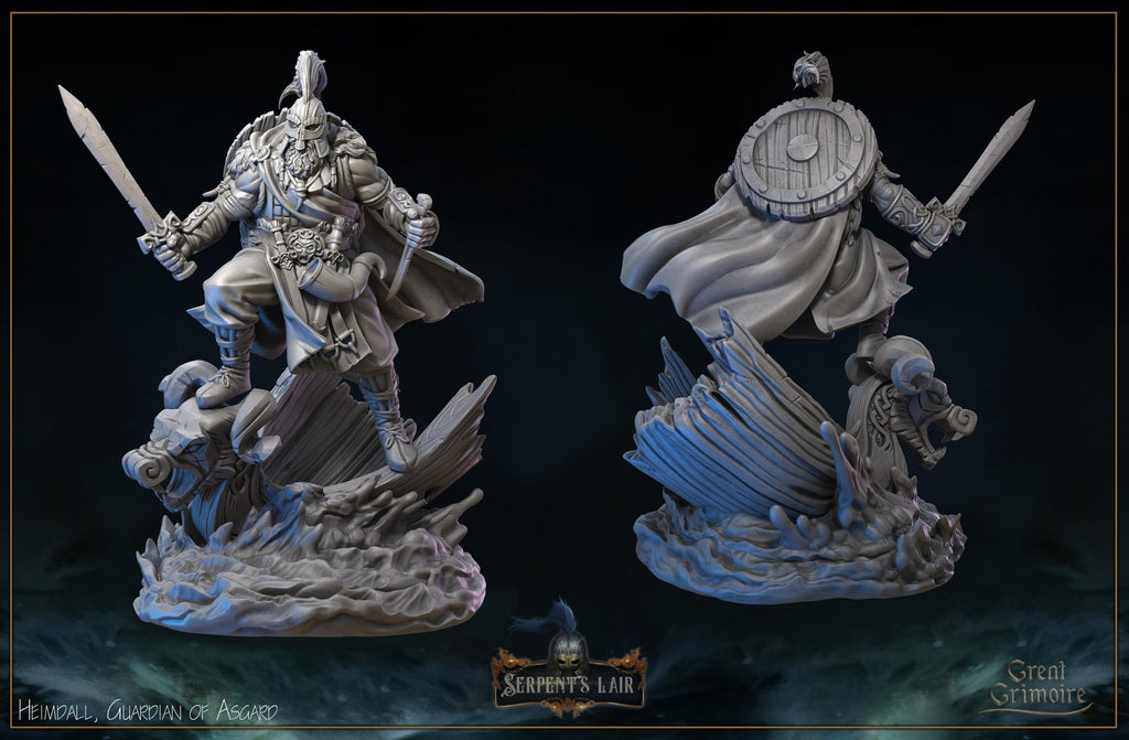 Heimdall Guardian of Asgard Miniature, Grimoire 12K Resin Print