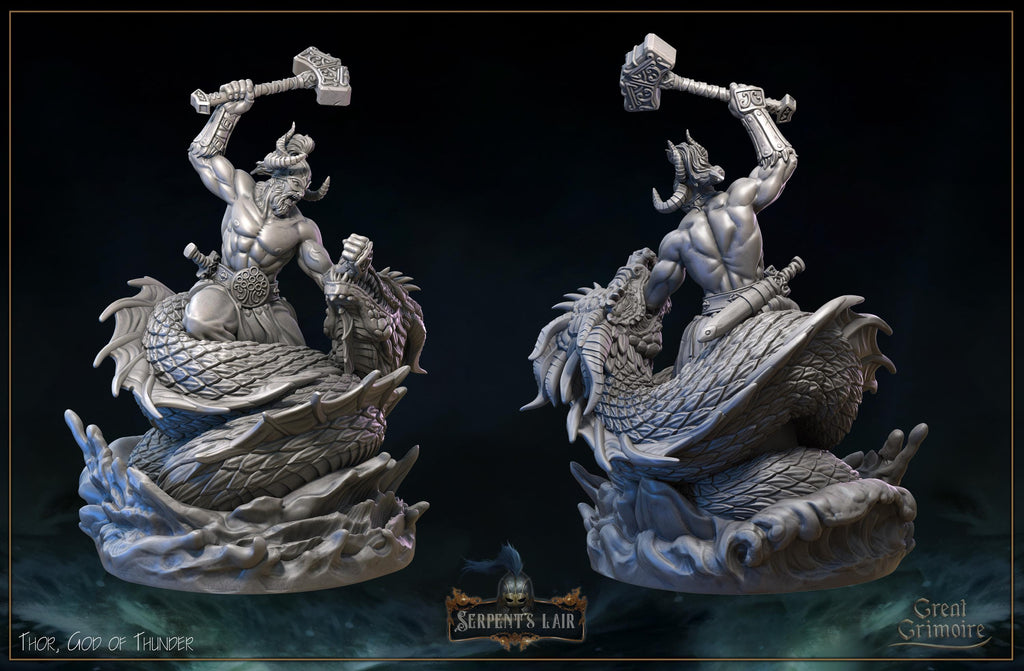 Grimoire Thor God of Thunder Miniature, 12K Resin Model