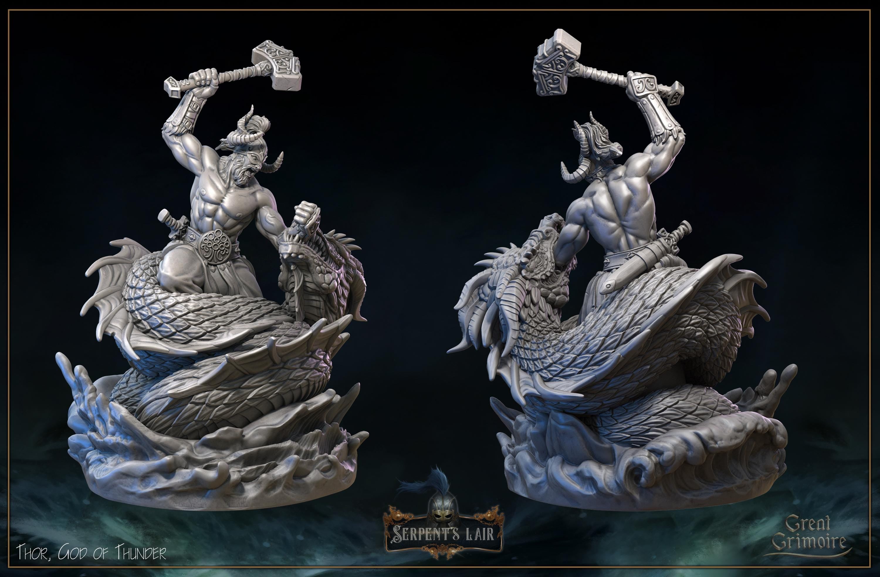 Grimoire Thor God of Thunder Miniature, 12K Resin Model