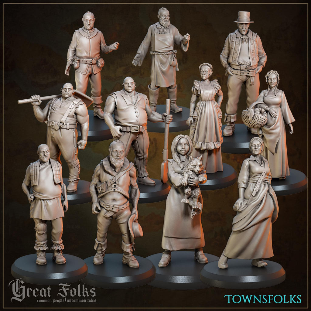 Townsfolk - 11 model bundle - in 12k - by Great Grimoire