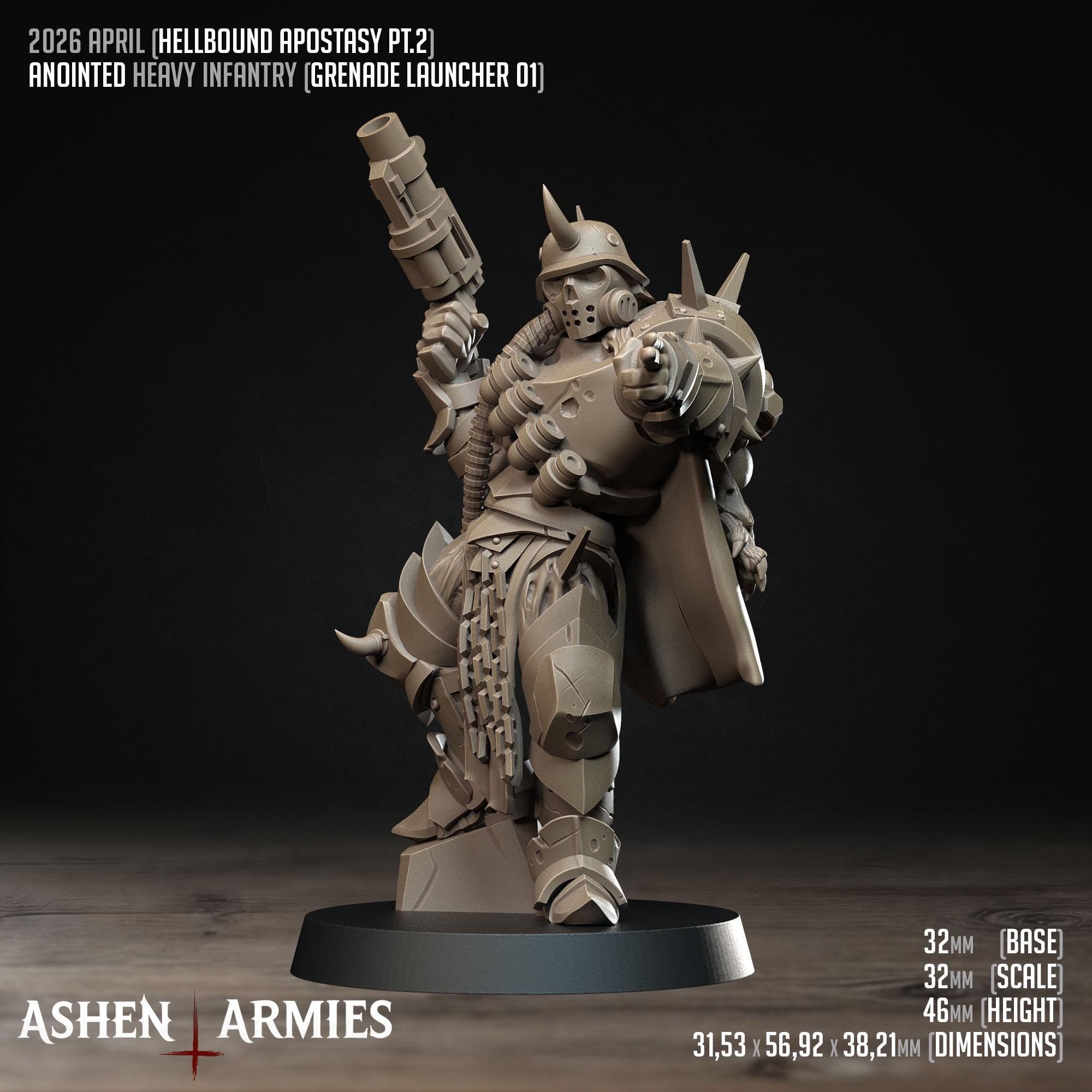Hellbound Apostasy - Anointed Heavy Infantry  - in 12k - by Ashen Armies