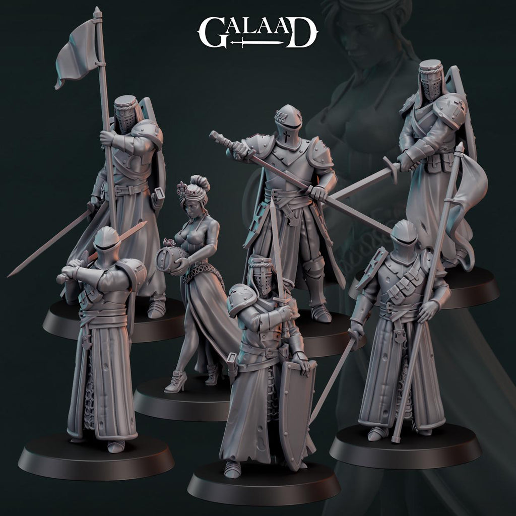 Knights back from war - 7 models - 12k resin - galaad