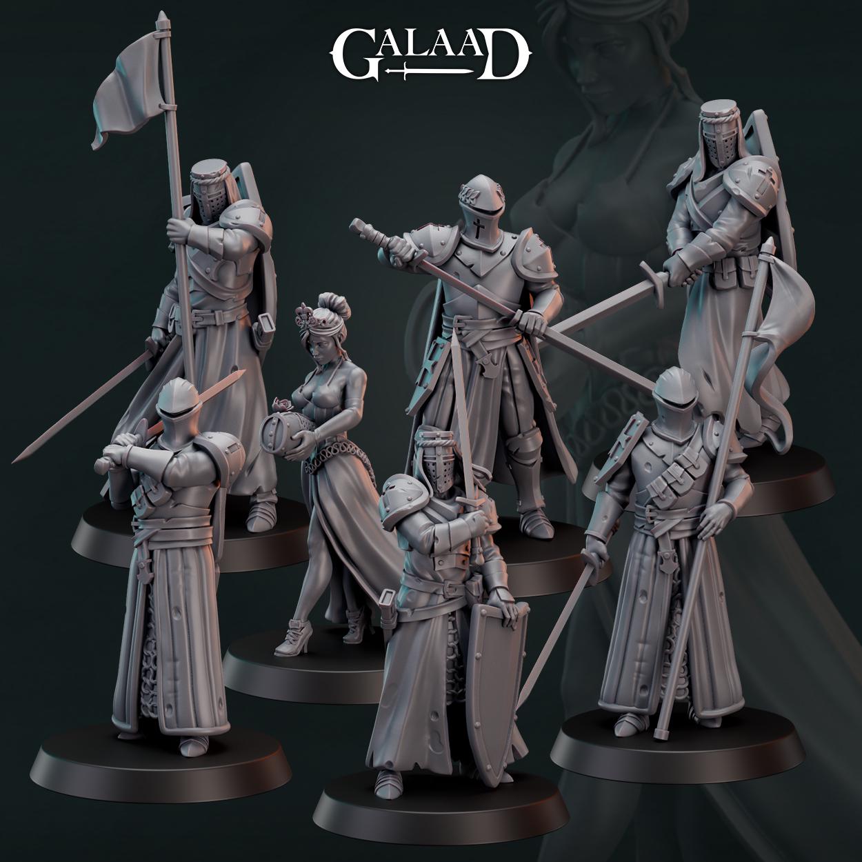 Knights back from war - 7 models - 12k resin - galaad