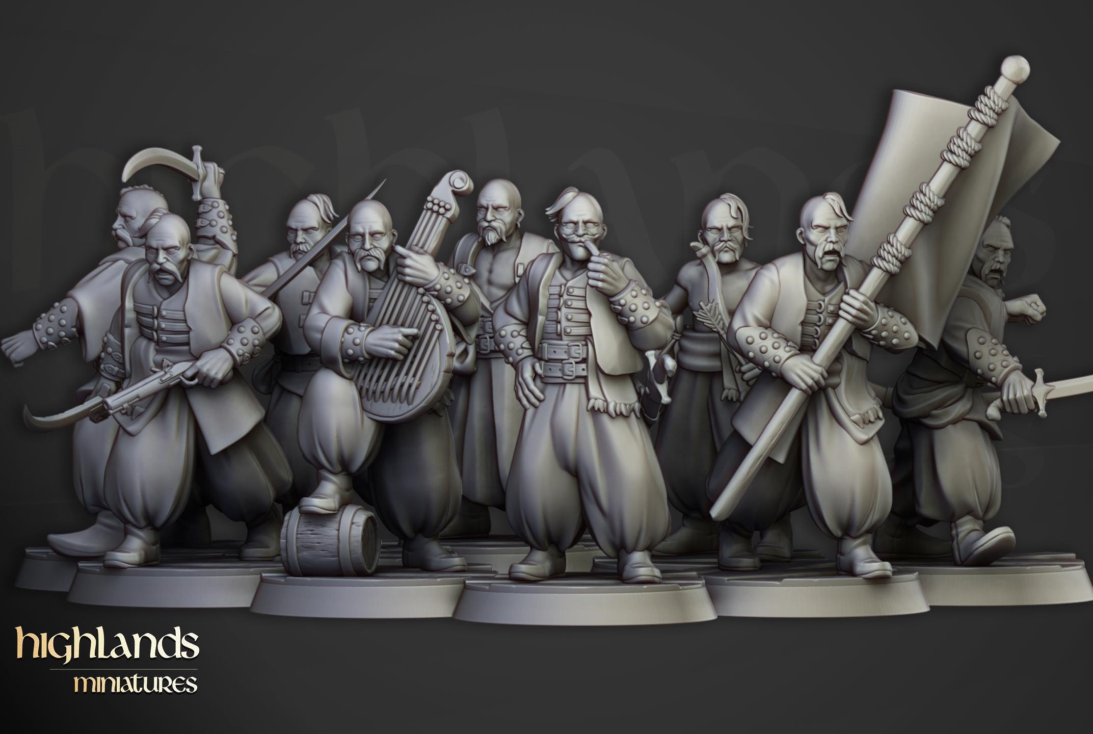 Harbor Cossacks - 12K Resin Print - Highlands Miniatures