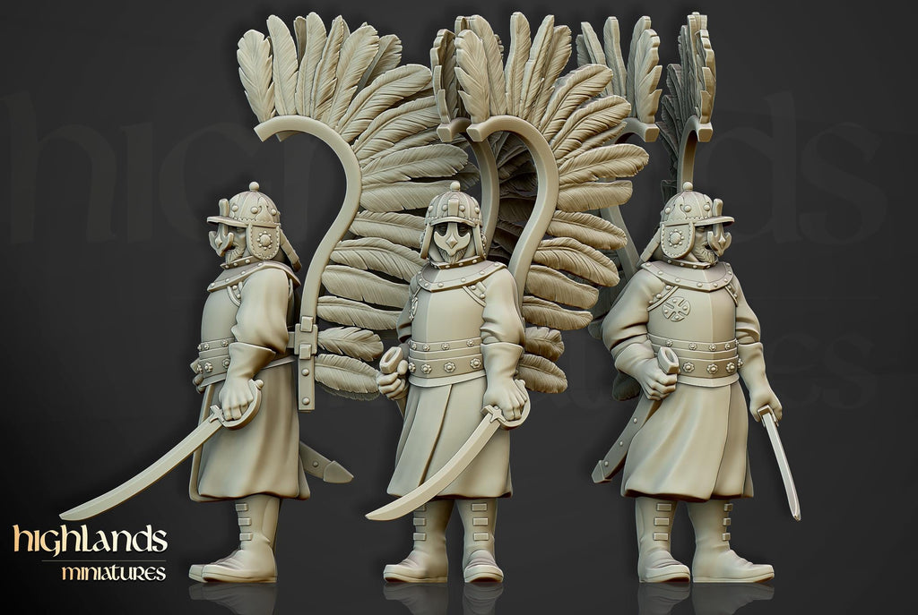 Winged Hussars on foot - 12K Resin Print - Highlands Miniatures