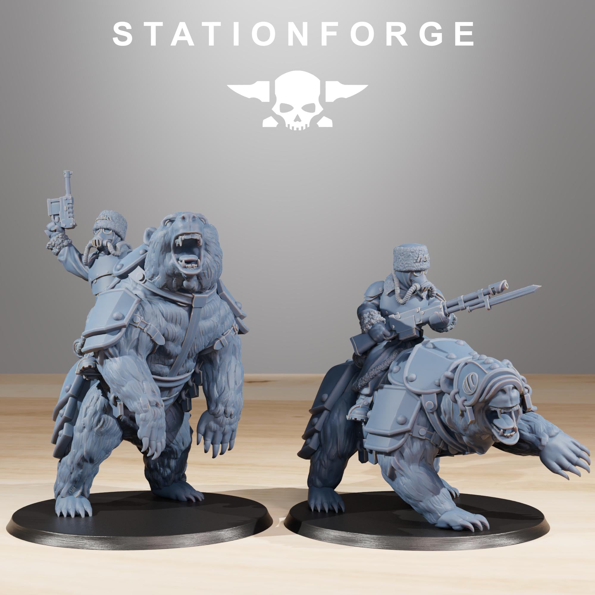 GrimGuard Bear Riders 11 models - in 12k - by Station Forge 2 variants