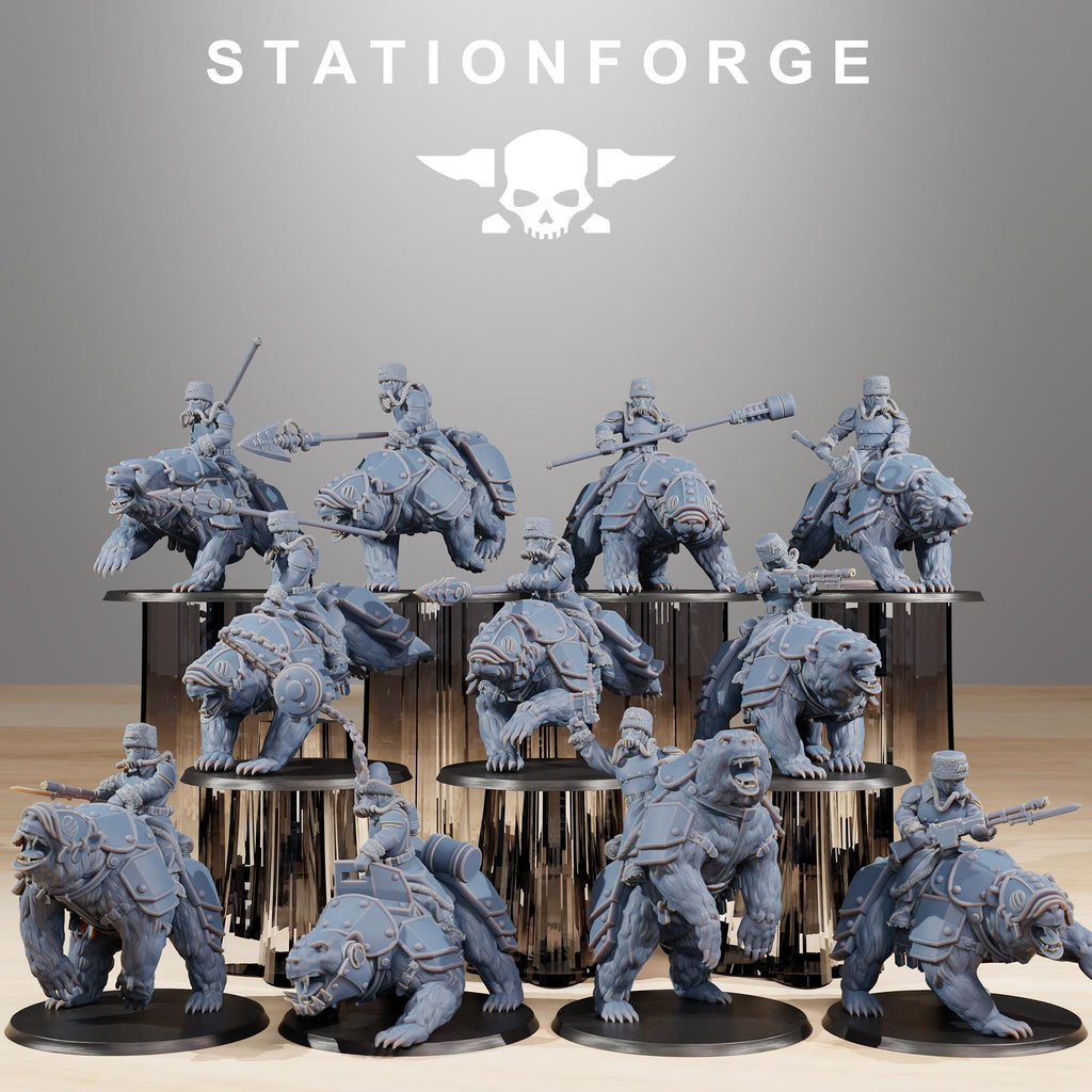 GrimGuard Bear Riders 11 models - in 12k - by Station Forge 2 variants
