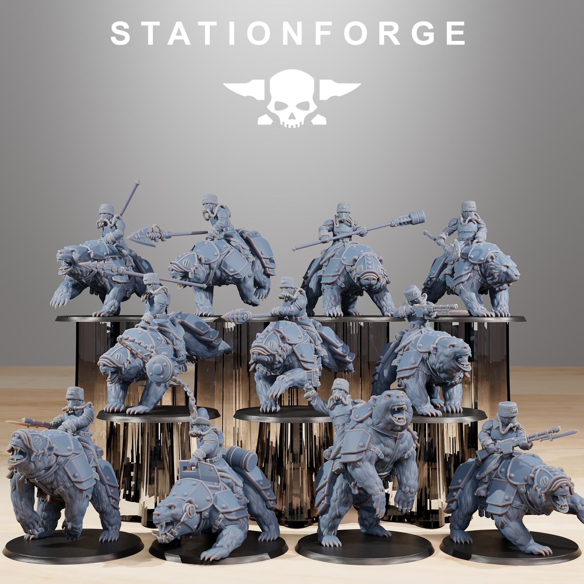 GrimGuard Bear Riders 11 models - in 12k - by Station Forge 2 variants