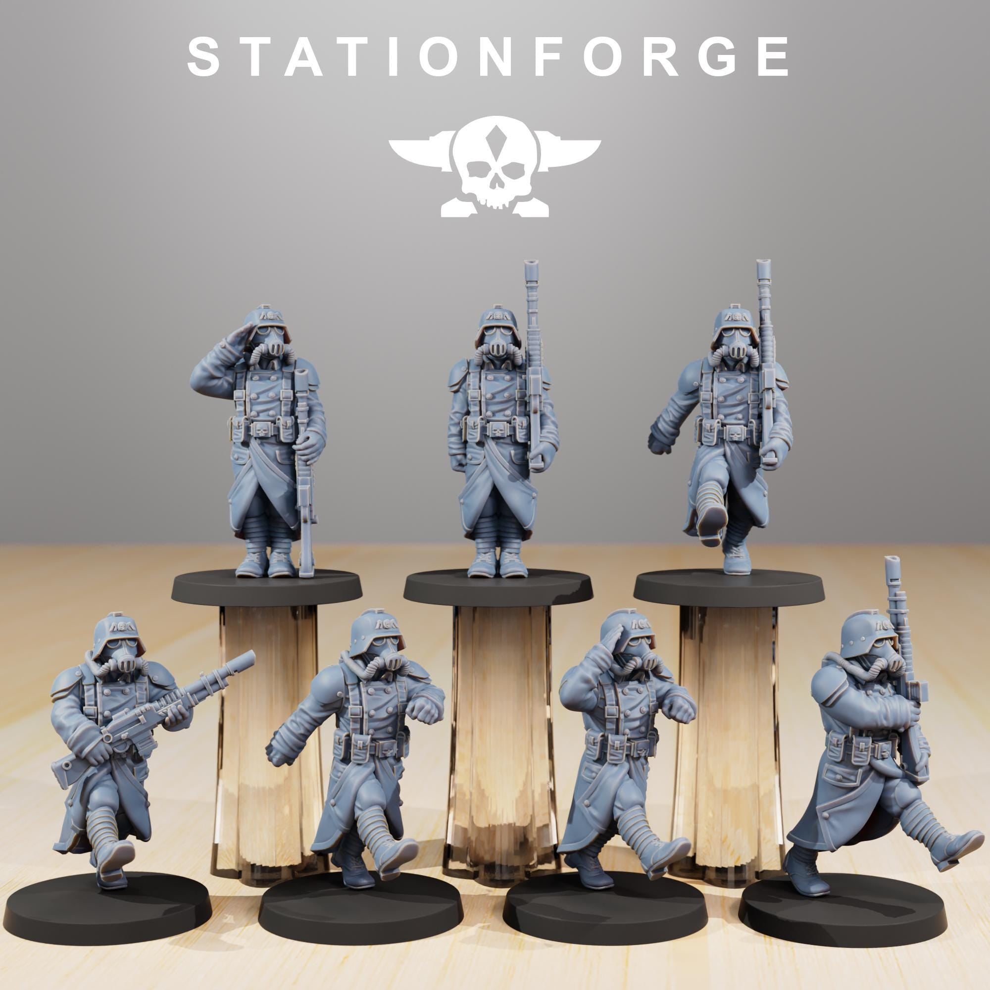Grimguard Marching Poses 10 Models - in 12k - by Station Forge