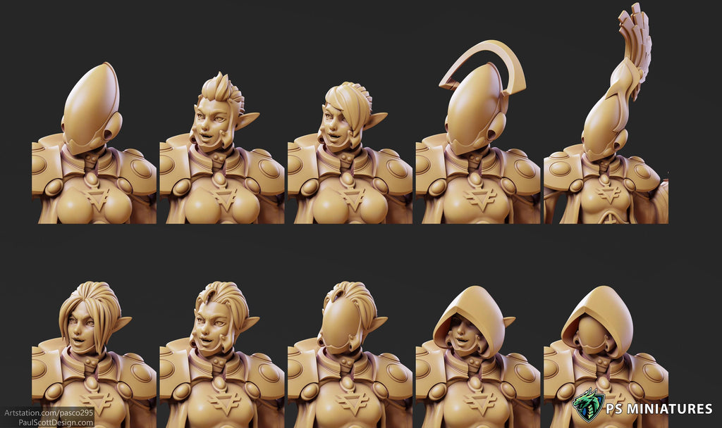 Space Elf Warmancers - no wings - 2 Models - 12k Resolution - PSMinis