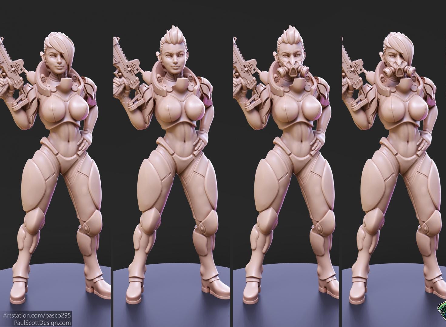 Cyberpunk Mercenaries - 3 Models - 12k Resolution PSminis