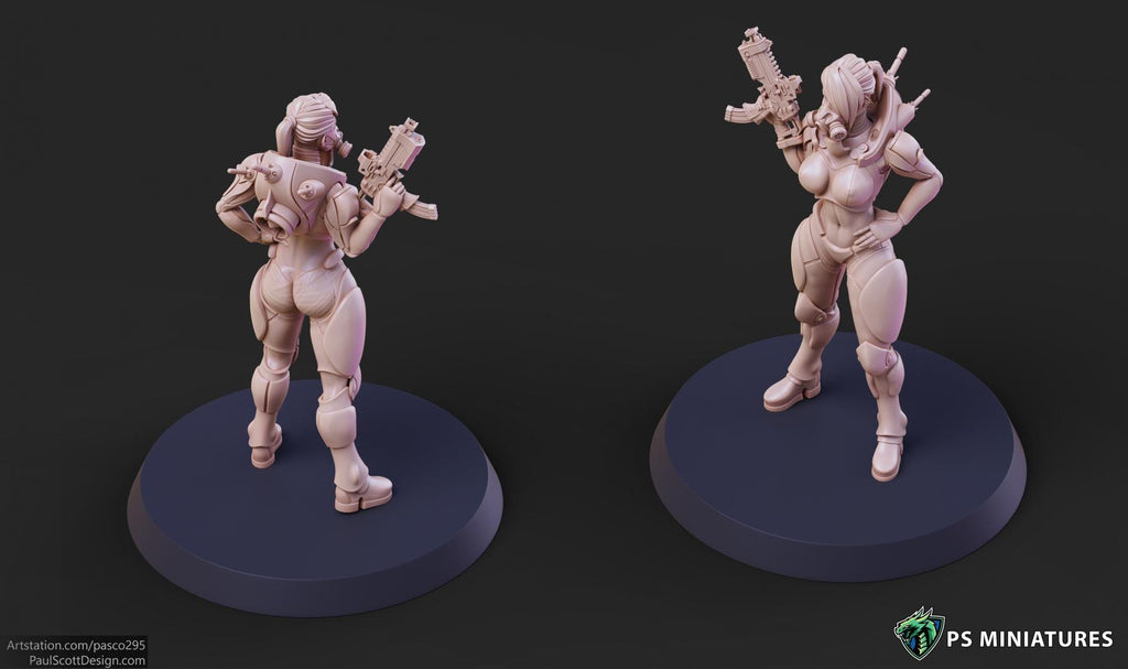 Cyberpunk Mercenaries - 3 Models - 12k Resolution PSminis