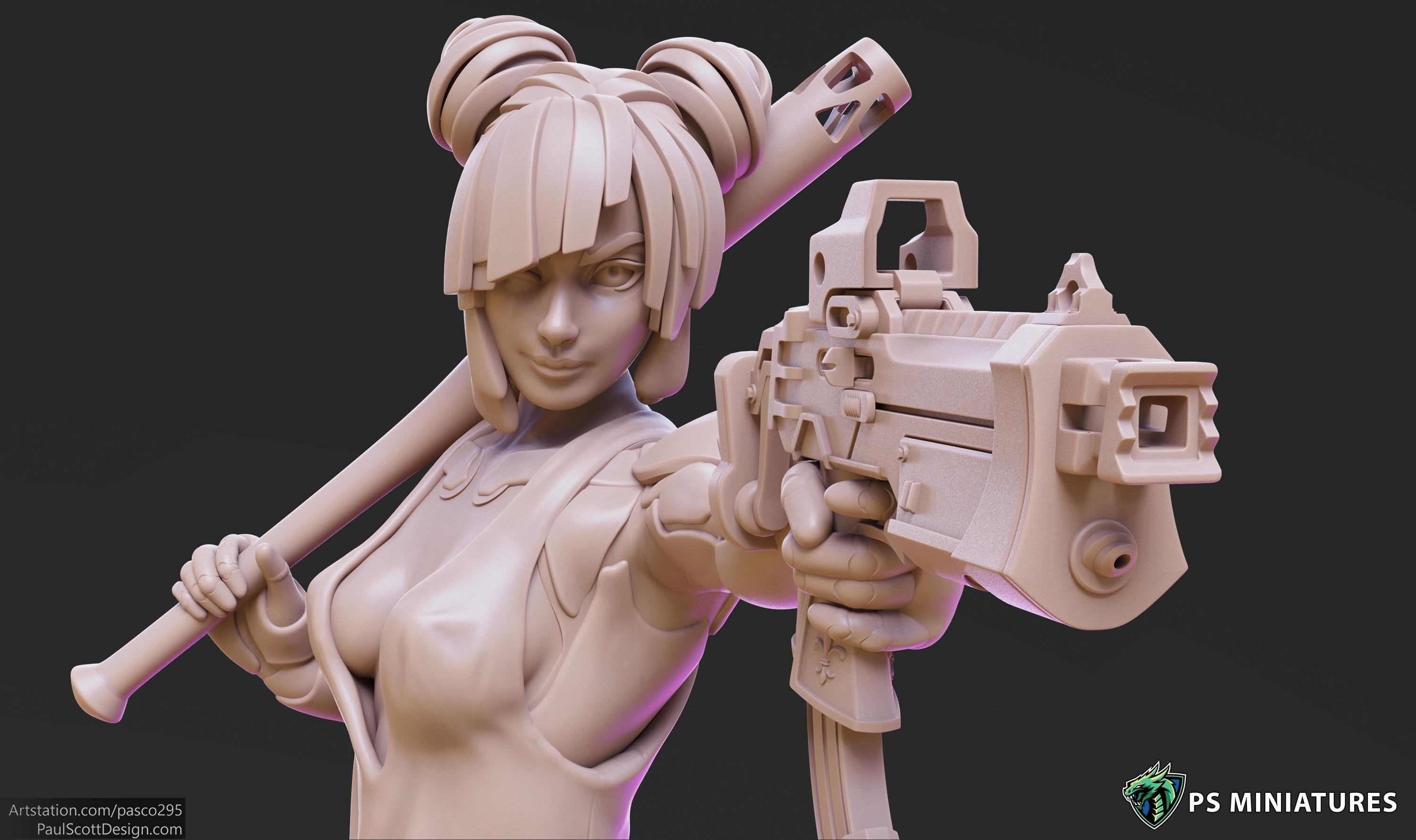 Cyberpunk Scrapper Girls - 3 Models - 12K resolution - PSminis